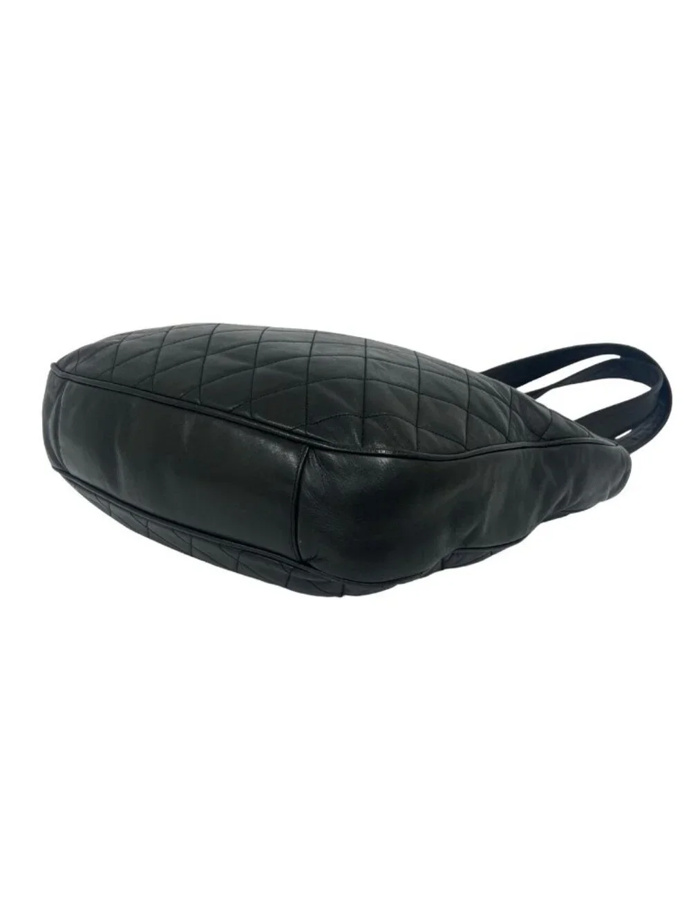 Chanel Vintage Quilted CC Logo Lambskin Leather Tote Bag Black
